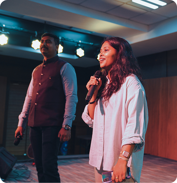 Community gathering showing people connecting and sharing faith